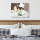 Rozen in een glazen vaas van Edouard Vuillard Canvas Afdruk (Insitu (Slaapkamer))