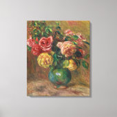 Rozen in een groene vaas van Pierre-Auguste Renoir Canvas Afdruk (Voorkant)