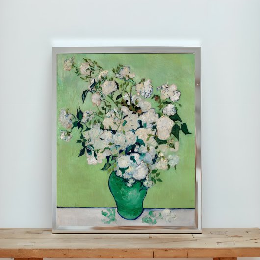 Rozen in een groene vaas van Vincent van Gogh Foto Afdruk