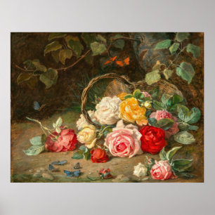 Rozen in een mandje - Josef Neugebauer Poster