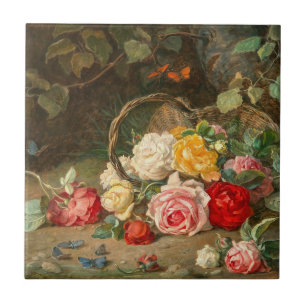 Rozen in een mandje - Josef Neugebauer Tegeltje