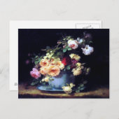 Rozen in een Porcelain Bowl van het Briefkaart Emi (Voorkant / Achterkant)