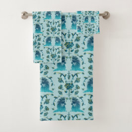 Rozen in een ruwe lap aqua bad handdoek