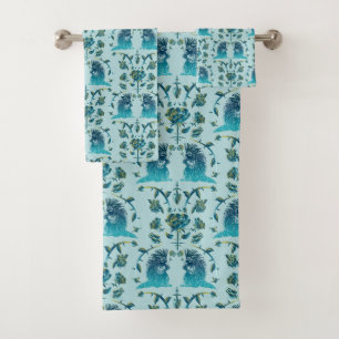Rozen in een ruwe lap aqua bad handdoek