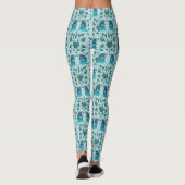 Rozen in een ruwe lap aqua leggings (Achterkant)