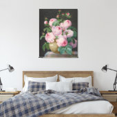 Rozen in een vaas – Pierre Joseph Redouté Canvas Afdruk (Insitu (Slaapkamer))