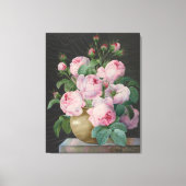 Rozen in een vaas – Pierre Joseph Redouté Canvas Afdruk (Voorkant)