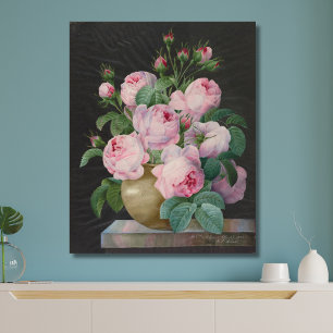 Rozen in een vaas – Pierre Joseph Redouté Canvas Afdruk