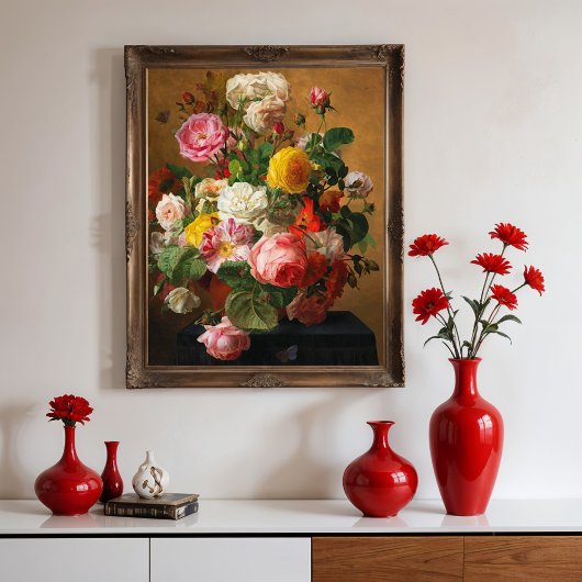 Rozen in een vaas van Aghate Pilon, Bloemenkunst Poster