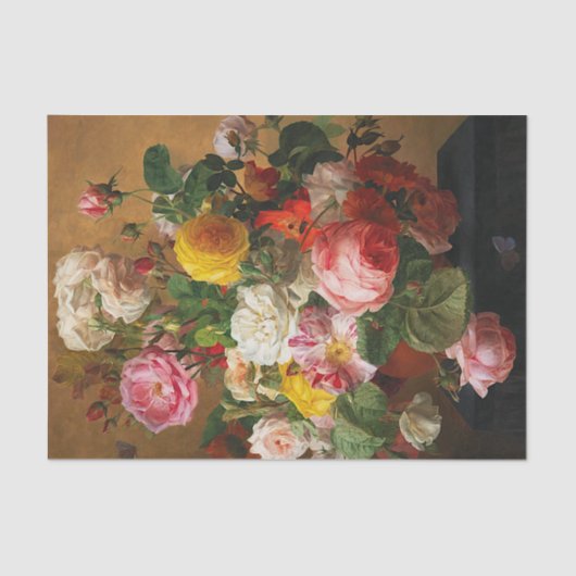 Rozen in een vaas van Aghate Pilon, Bloemenkunst Tissuepapier (Voorkant)