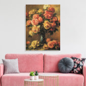 Rozen in een Vaas van Pierre Renoir Canvas Afdruk (Insitu (Woonkamer))