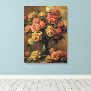 Rozen in een Vaas van Pierre Renoir Canvas Afdruk