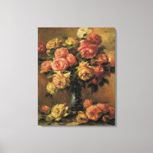 Rozen in een Vaas van Pierre Renoir Canvas Afdruk