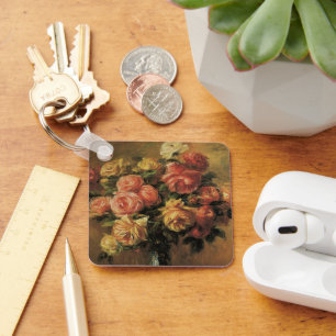 Rozen in een vaas van Pierre Renoir, Vintage Fine  Sleutelhanger