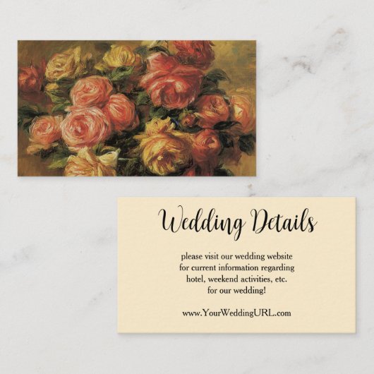 Rozen in een Vaas van Renoir, Bruiloft met bloemen Informatiekaartje (Voorkant / Achterkant)