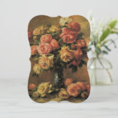 Rozen in een Vaas van Renoir, Floral Wedding Kaart (Staand voorkant)