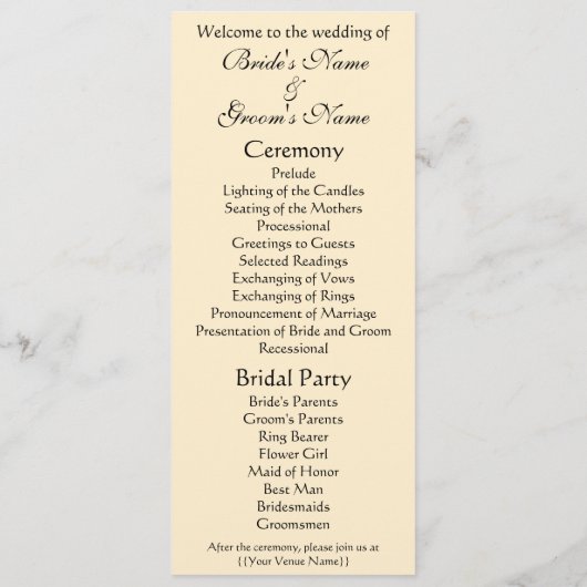 Rozen in een Vaas van Renoir,  Floral Wedding Programmakaart (Achterkant)