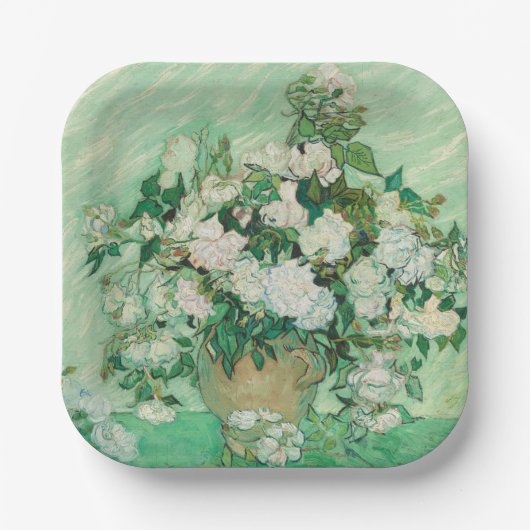 Rozen in een vaas van Vincent van Gogh Papieren Bordje (Voorkant)
