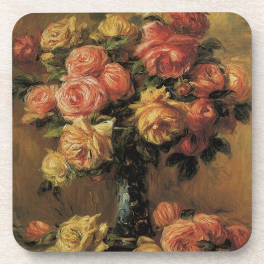 Rozen in een Vase door Pierre Renoir,  Kunst Bier Onderzetter (Voorkant)