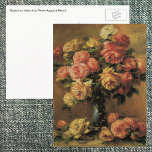 Rozen in een Vase door Pierre Renoir,  Kunst Briefkaart<br><div class="desc">Rozen in een Vase 3 (c. 1910-1917) door Pierre Renoir is een impressionisme mooie kunst die nog steeds levensliefde en romance schilderij is. Prachtige antiek Engelse theerozen die perfect zijn voor trouwcenterstukken. Een prachtige bouquet van lente- of zomertuinbloemen in bloei. Over de kunstenaar: Pierre-Auguste Renoir (1841-1919) was een toonaangevende schilder...</div>