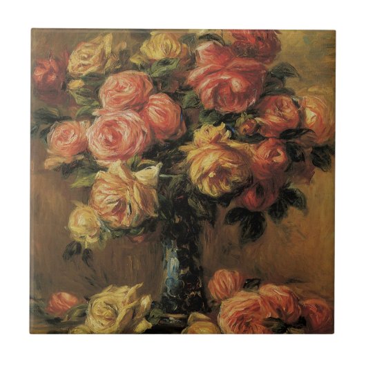 Rozen in een Vase door Pierre Renoir, Kunst Tegeltje (Voorkant)