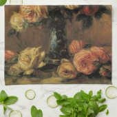Rozen in een Vase door Pierre Renoir,  Kunst Theedoek (Gevouwen)