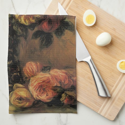 Rozen in een Vase door Pierre Renoir, Kunst Theedoek (Quarter Fold)