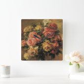 Rozen in een Vase door Pierre Renoir, Kunst Vierkante Klok (Huis)