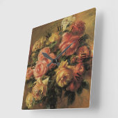 Rozen in een Vase door Pierre Renoir, Kunst Vierkante Klok (Hoek)
