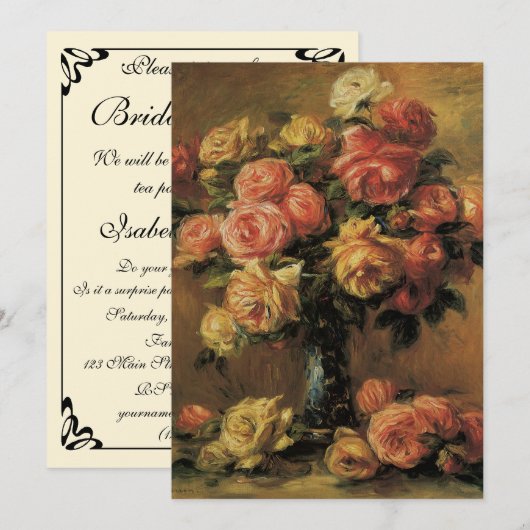Rozen in een Vase door Renoir, Floral Vrijgezellen Kaart (Voorkant / Achterkant)