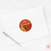 "Rozen in goudgeel en Sinaasappel" [b] Ronde Sticker (Envelop)