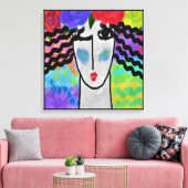 Rozen in Hair Abstract digitaal schilderen Canvas Afdruk (Insitu (Woonkamer))