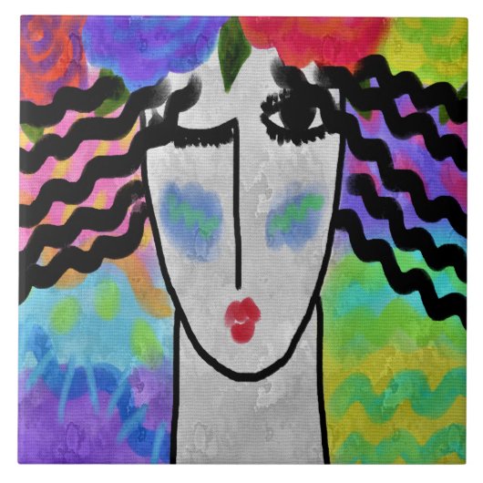 Rozen in Hair Abstract digitaal schilderen Tegeltje (Voorkant)