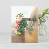 Rozen in heldere vaas bij Waterverven Feestdagenkaart (Staand voorkant)