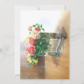 Rozen in heldere vaas bij Waterverven Feestdagenkaart