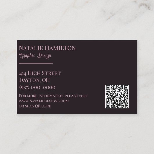 Rozen in het zwart en het moer Visitekaartje (Achterkant)