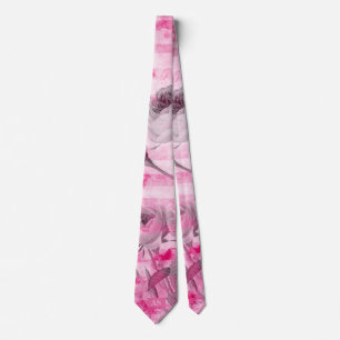 Rozen in Hot Pink Achtergrond Floral Monogram Stropdas