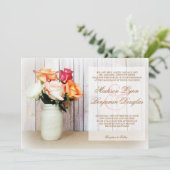 Rozen in Mason Jar Rustic Country Wedding Invites Kaart (Staand voorkant)