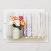 Rozen in Mason Jar Rustic Country Wedding Invites Kaart (Achterkant)