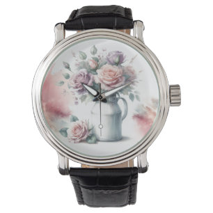 Rozen in Melkkruik Stijl Horloge
