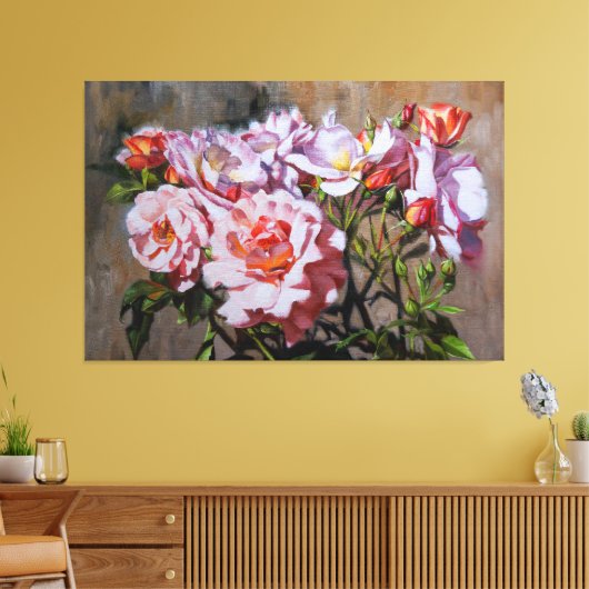 Rozen in Pavlovsk - Elegant olieverfschilderij van Canvas Afdruk (Insitu (Woonkamer))