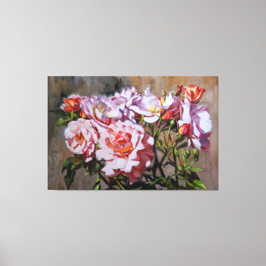 Rozen in Pavlovsk - Elegant olieverfschilderij van Canvas Afdruk (Voorkant)