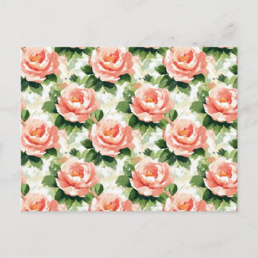 Rozen in Peach Pink Pattern Briefkaart (Voorkant)