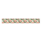 Rozen in Peach Pink Pattern Grosgrain Lint (Voorkant)