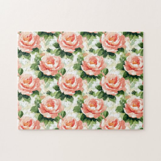Rozen in Peach Pink Pattern Legpuzzel (Horizontaal)