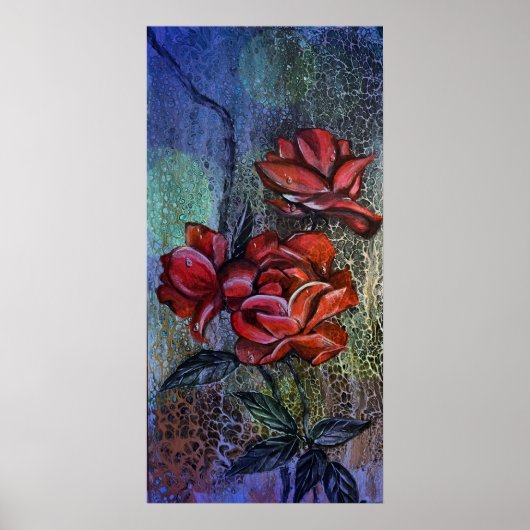 Rozen in Regen afdrukken Poster (Voorkant)