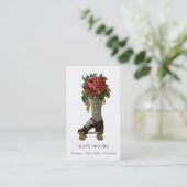 Rozen in Roller Schaats Antieke Dealer Visitekaartje (Staand voorkant)