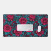 Rozen in rood en blauw bureaumat (Keyboard & Muis)