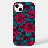 Rozen in rood en blauw Case-Mate iPhone case (Achterkant)