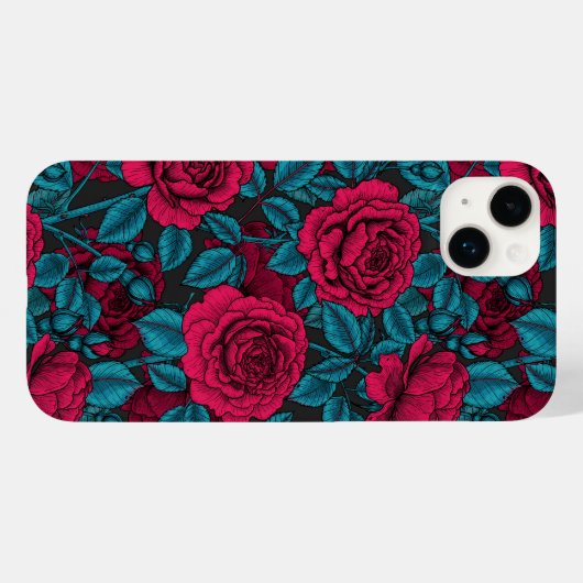 Rozen in rood en blauw Case-Mate iPhone case (Achterkant (horizontaal))